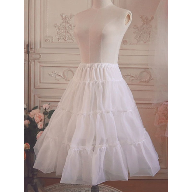 Voile Lolita Petticoat Ruffle Pleated White Lolita Petticoat Skirt Bottoms Daily Casual Tea Party