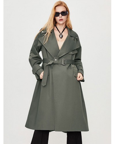 Women 's Trench Coat Turndown Collar Long Sleeves Buttons Outerwear Trench Coats Spring Fall Street Wear Daily Casual Field