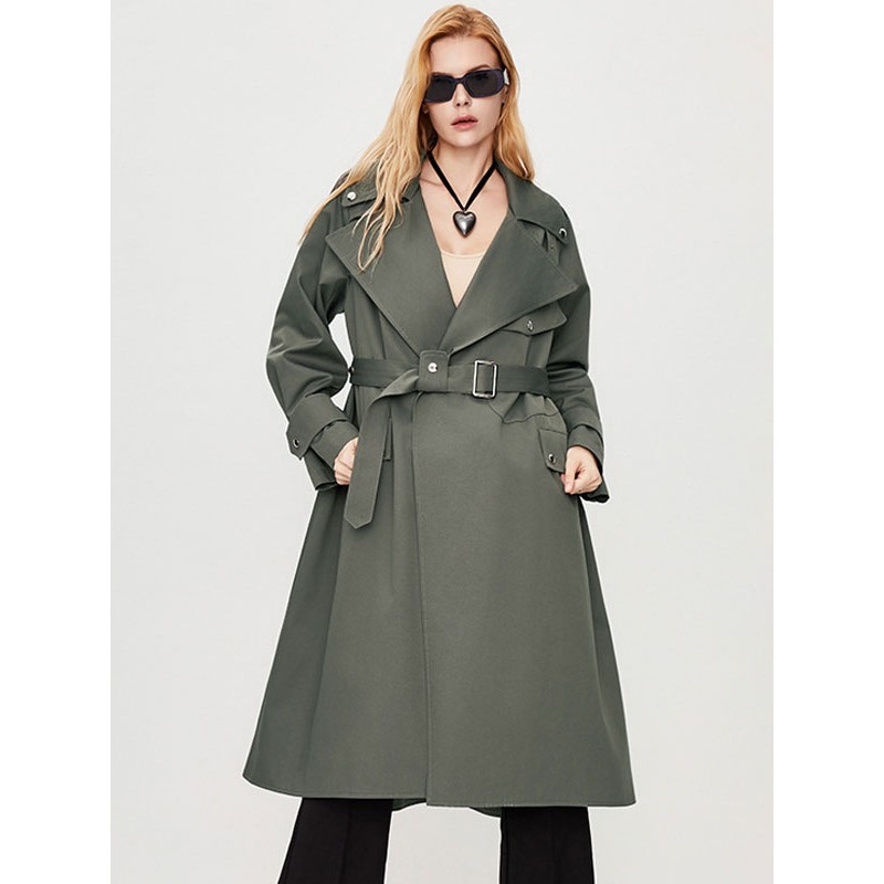 Women 's Trench Coat Turndown Collar Long Sleeves Buttons Outerwear Trench Coats Spring Fall Street Wear Daily Casual Field