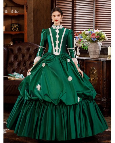 Green Retro Costumes For Women Dress Marie Antoinette Costume Masquerade Ball Gown Euro-Style Christmas Halloween Holiday Graduation Prom