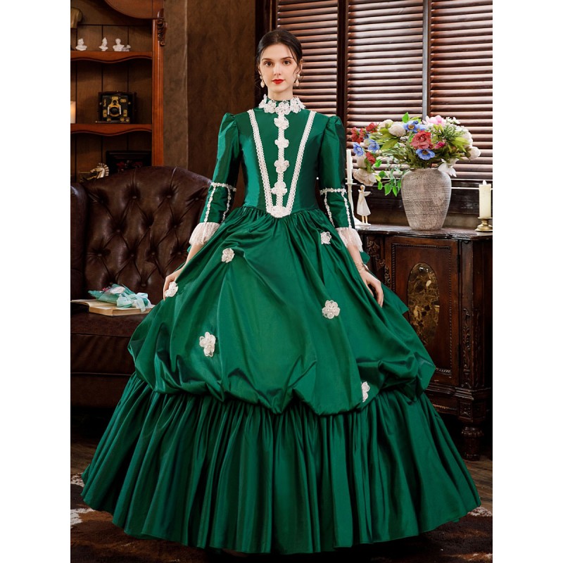 Green Retro Costumes For Women Dress Marie Antoinette Costume Masquerade Ball Gown Euro-Style Christmas Halloween Holiday Graduation Prom