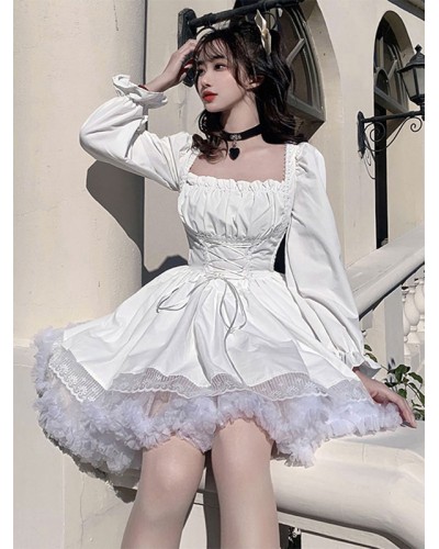 Gothic Lolita Dresses Lace Up Lace White