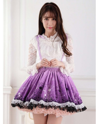 Lolita Skirt Purple Dandelion SK Lolita Skirt Sweet Spring Daily Casual