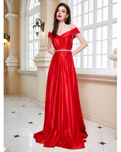 Dresses Red Bateau Neck Sleeveless Open Shoulder Semi Formal Dress Elegant Party