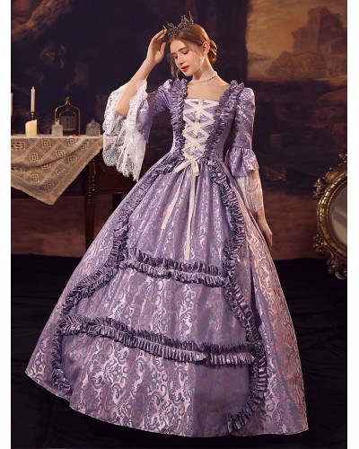 Women Purple Costumes Polyester Dress 's Marie Antoinette Costume 18th Century Costume Royal Retro Gothic Euro-Style