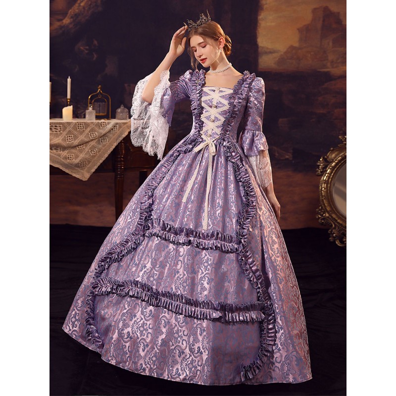 Women Purple Costumes Polyester Dress 's Marie Antoinette Costume 18th Century Costume Royal Retro Gothic Euro-Style