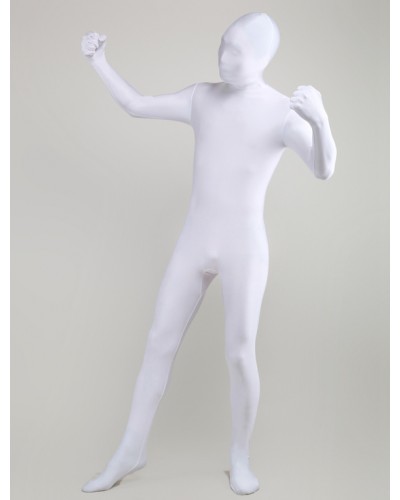 Carnival Morph Suit White Lycra Spandex Zentai Suit Bodysuit