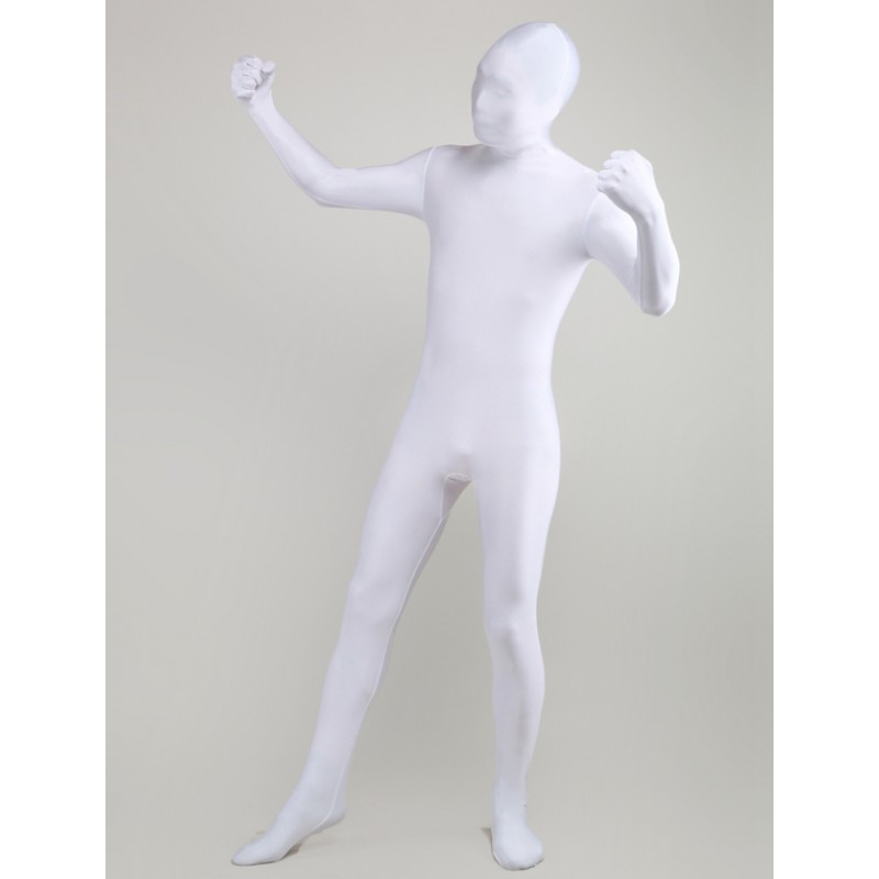 Carnival Morph Suit White Lycra Spandex Zentai Suit Bodysuit