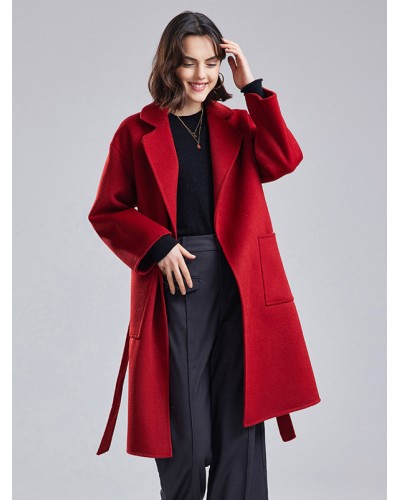 Wool 100% Coat Winter Midi Outerwear For Women 2023 Classic  Traditional Casual