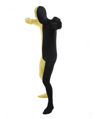 Unisex Morph Suit Black And Yellow Lycra Spandex Zentai Suit Full Body Suit