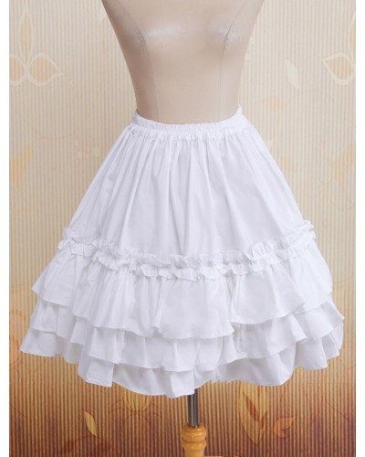 Cotton White Multi-layer Lace Lolita Skirt Sweet Summer Daily Casual