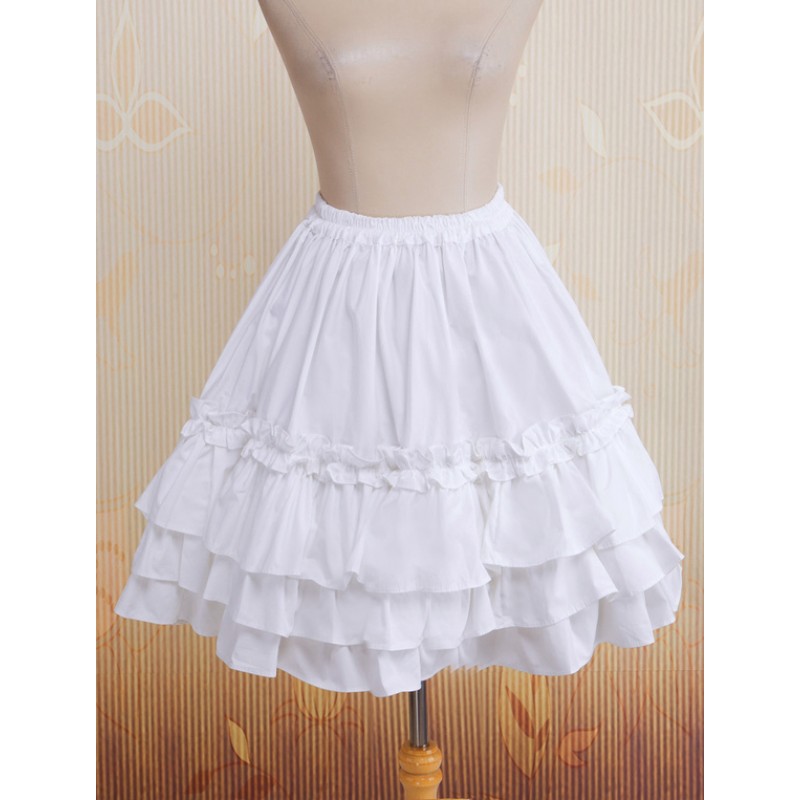 Cotton White Multi-layer Lace Lolita Skirt Sweet Summer Daily Casual