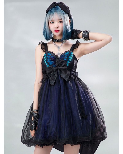 Gothic Lolita JSK Dress Polyester Butterfly Sleeveless Lolita Jumper Skirt