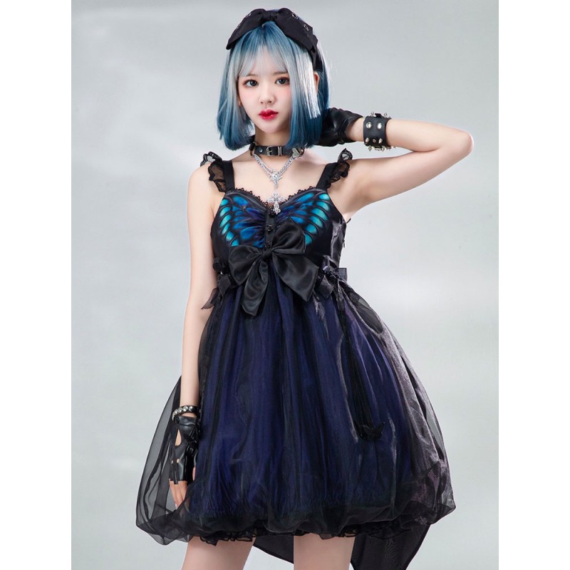 Gothic Lolita JSK Dress Polyester Butterfly Sleeveless Lolita Jumper Skirt