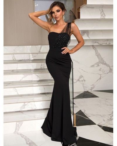 Birthday Mermaid Prom Dress One-shoulder Semi Formal Long Dress Maxi Party Graduation