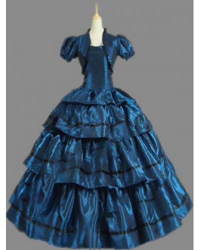 Women Victorian Dress Costumes 's Deep Blue Fake Coat Ball Gown Ruffle Victorian Era Clothing Costumes Halloween Sets Vintage Baroque