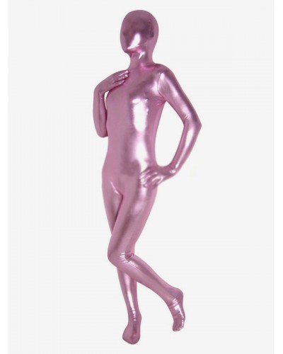 Unisex Halloween Pinkish Purple Shiny Metallic Zentai Suit Patterned