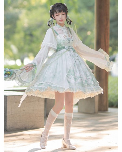 Chinese Style Lolita Dress Lace Up Sleeveless Polyester Chinese Style Animal Print Pewter Chinese Style Lolita