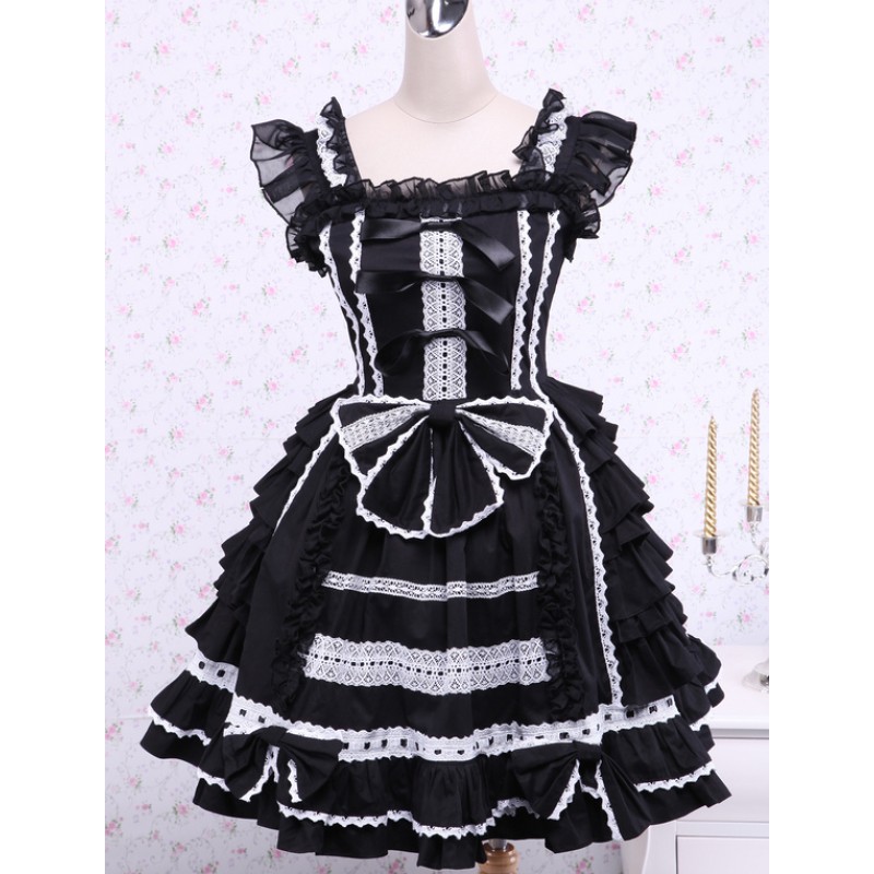 Bandage Lace Cotton Gothic Lolita Dress Sweet Summer Tea Party