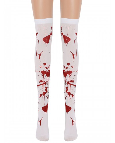 Women Saloon Stockings Blood Knee High Socks Carnival Cosplay Costume Accessories Halloween