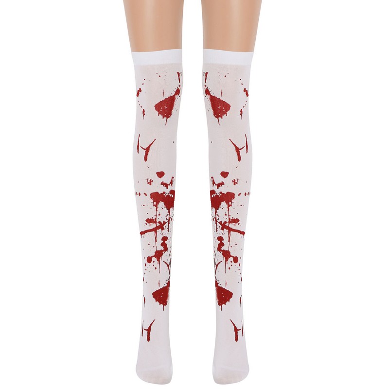 Women Saloon Stockings Blood Knee High Socks Carnival Cosplay Costume Accessories Halloween