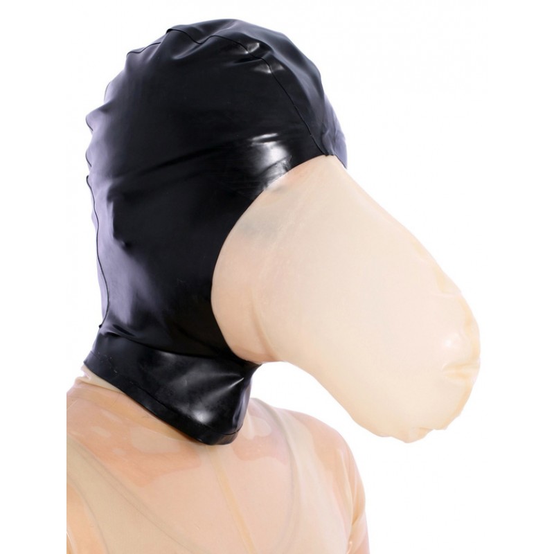 Unisex Back Zipper Animal Shape Black Latex Hoods Halloween Cosplay Costume Halloween