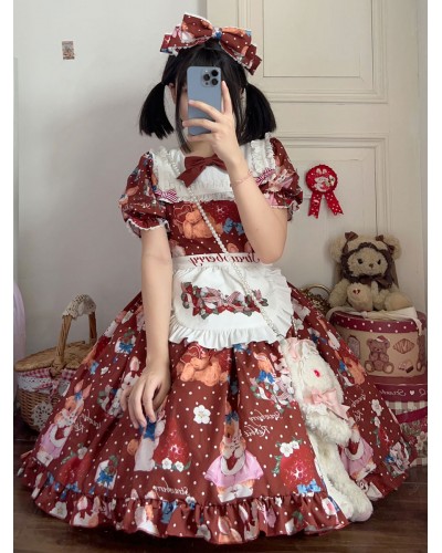 Sweet Lolita Dress Polyester Short Sleeves Dress