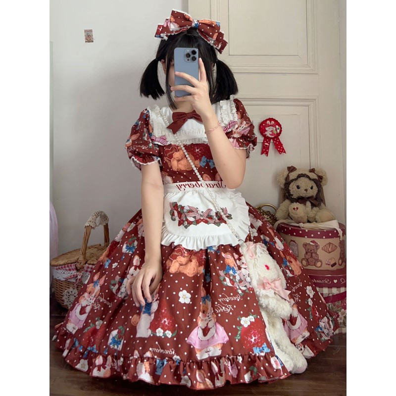 Sweet Lolita Dress Polyester Short Sleeves Dress