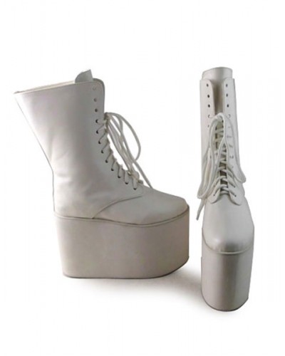 Matte White Lolita Boots High Platform