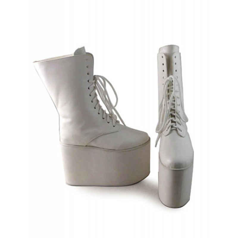 Matte White Lolita Boots High Platform