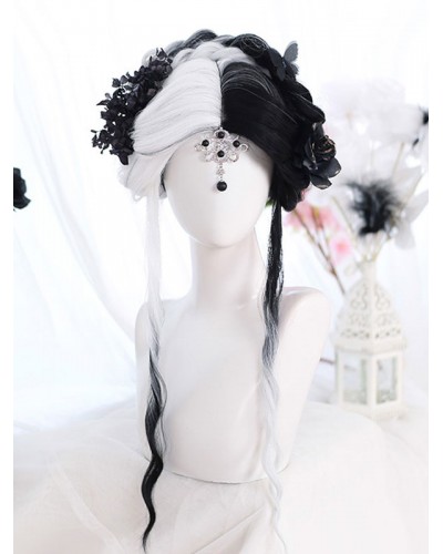 Lolita Wig Long Highlighting Hair Heat-resistant Fiber Black Lolita Accessories Harajuku Fashion Daily Casual Tea Party