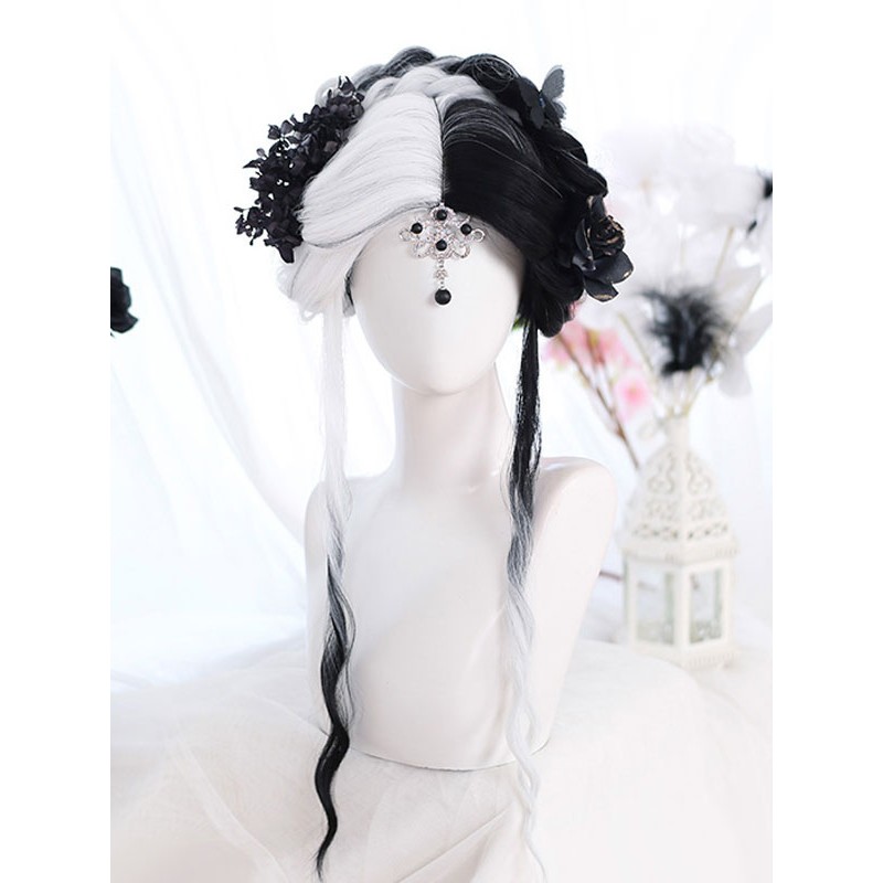 Lolita Wig Long Highlighting Hair Heat-resistant Fiber Black Lolita Accessories Harajuku Fashion Daily Casual Tea Party