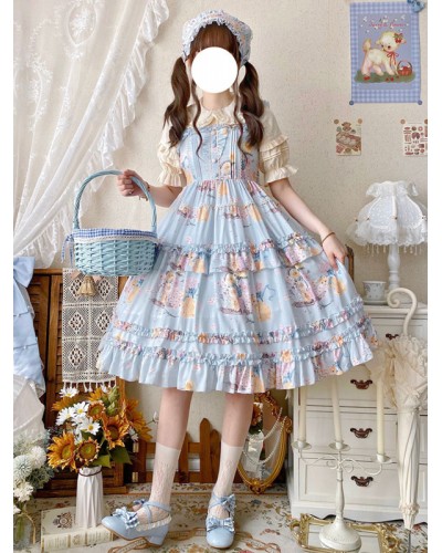 Sweet Lolita Dress Polyester Sleeveless Ruffles Jumper Lolita Dress