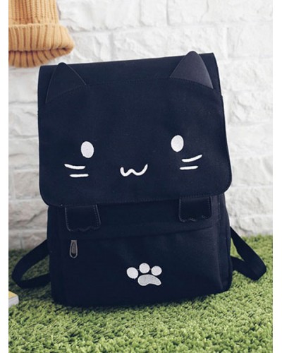 Lolita Cute Cat Black Canvas Bag Backpack Casual Daily Casual