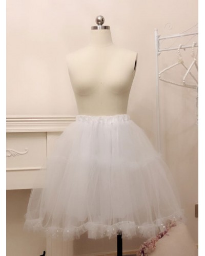 White Lolita Petticoats Tulle Lolita Crinoline Underskirt Daily Casual Tea Party