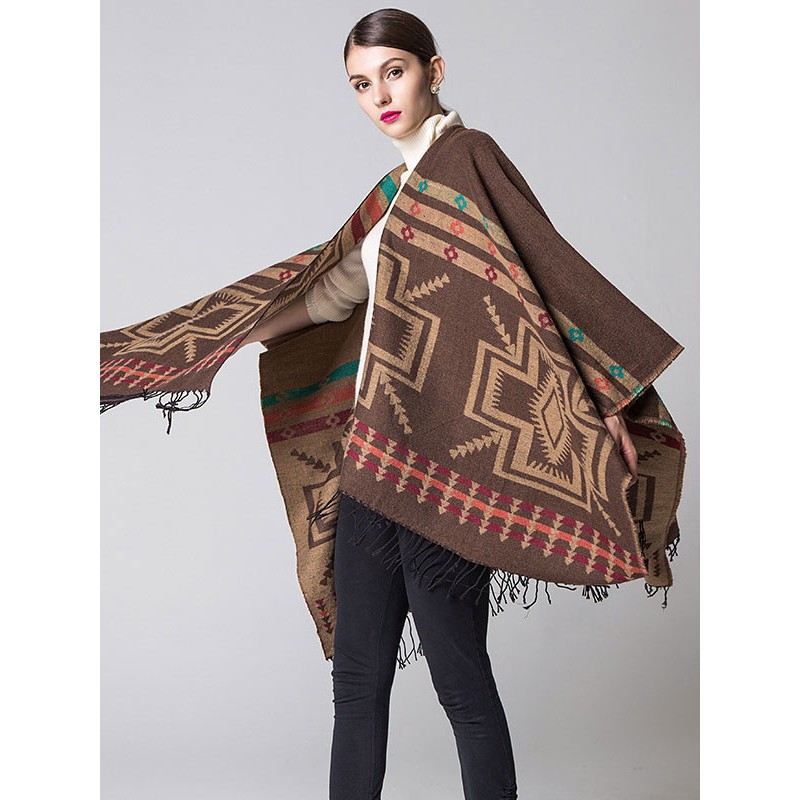 Faux Pashmina Shawl Wrap Bohemian Tassel Spring Outerwear Casual