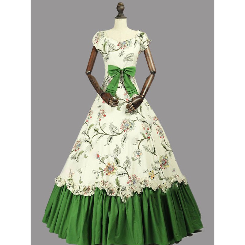 Women Victorian Dress Costume 's Rococo Sateen Marie Antoinette Costume Floral Print Short Sleeves Ball Gown Victorian Era Clothing Clothing Costume Halloween Sets Vintage Baroque