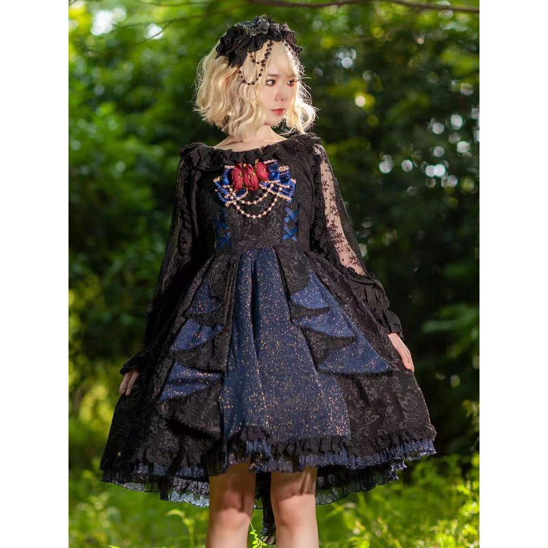 Gothic Lolita Dresses Lace Black Black