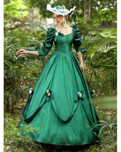 Women Green Costumes Polyester Dress 's Marie Antoinette Costume 18th Century Costume Royal Retro Gothic Euro-Style