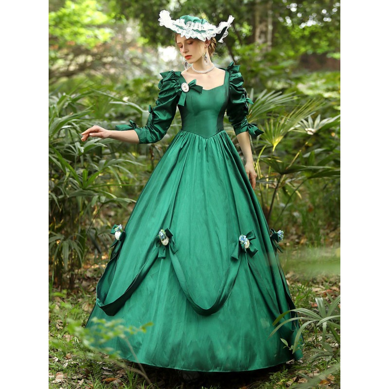 Women Green Costumes Polyester Dress 's Marie Antoinette Costume 18th Century Costume Royal Retro Gothic Euro-Style