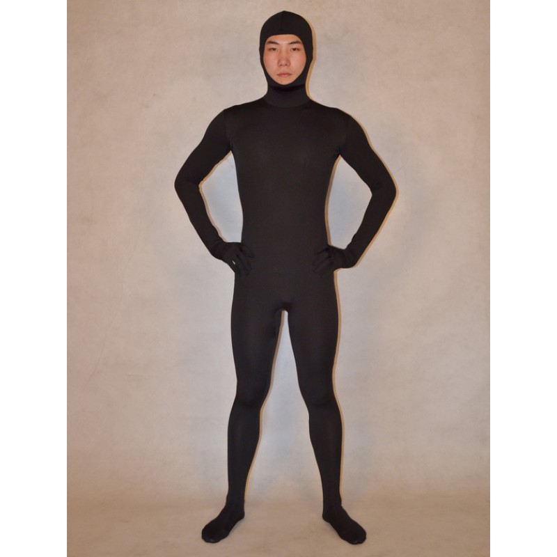 Morph Suit Black Zentai Suit Lycra Spandex With Face Opened Bodysuit