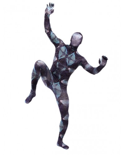 Unisex Morph Suit Black Geometric Pattern Zentai Suit Full Body Lycra Spandex Bodysuit