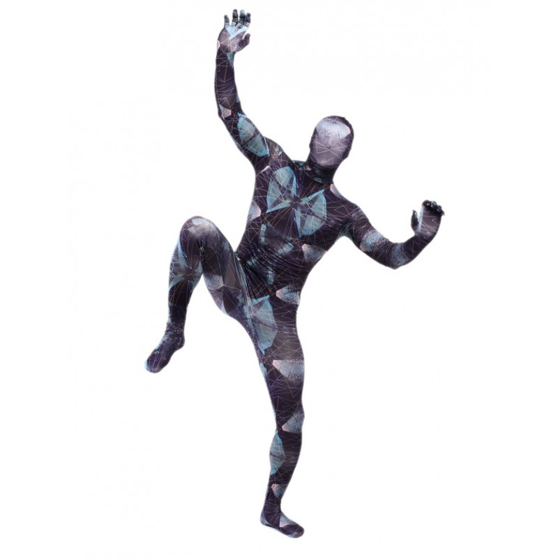 Unisex Morph Suit Black Geometric Pattern Zentai Suit Full Body Lycra Spandex Bodysuit