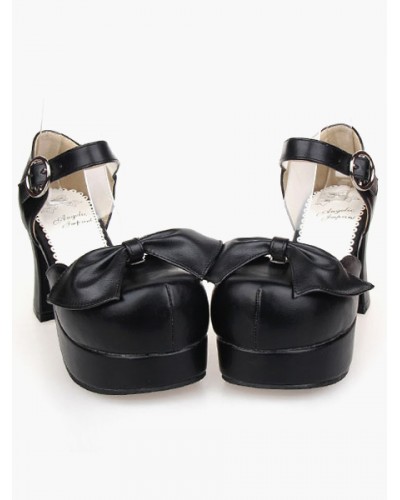 Lovely Leather Black Lolita Sandals Daily Casual