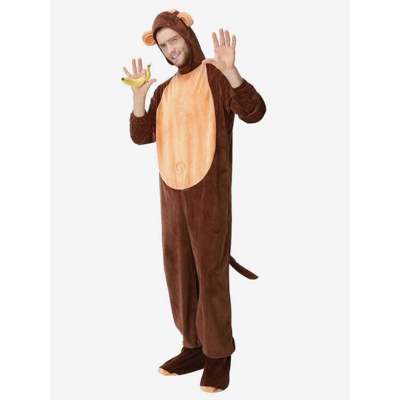 Halloween Costumes Men's Animal Costumes Deep Brown Monkey Winter Sleepwear Animal Costume Halloween Onesie Pajamas