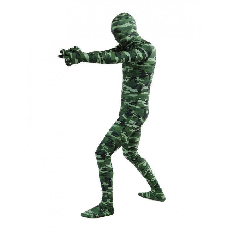 Unisex Morph Suit Dark Green Camouflage Lycra Spandex Zentai Suit Full Body Suit