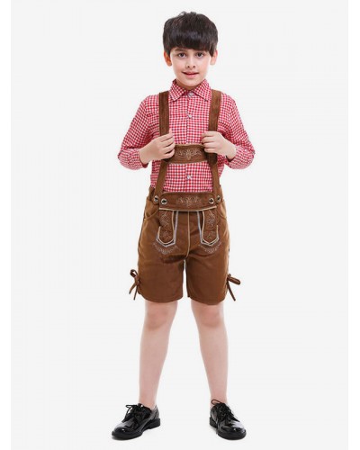 Carnival Costumes For Oktoberfest Kids Coffee Brown Suede Pants With Top Cosplay Outfits Wears Octoberfest