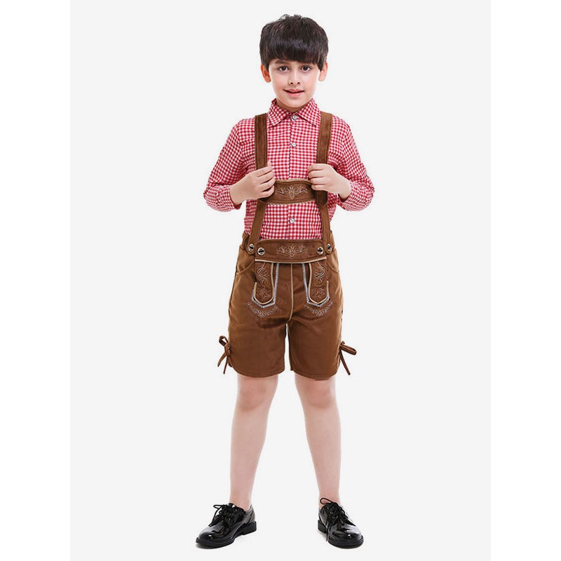 Carnival Costumes For Oktoberfest Kids Coffee Brown Suede Pants With Top Cosplay Outfits Wears Octoberfest