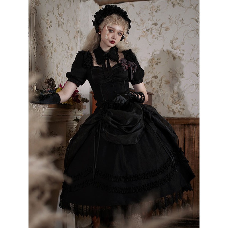 Lolita Skirt Black Bows Ruffles Lolita Skirts Steampunk Gothic Spring Summer Fall Winter