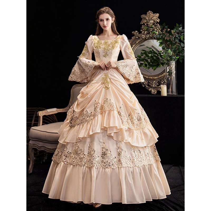 Women Victorian Dress Costumes 's Retro Ruffle Flare Half Sleeves Dress Marie Antoinette Victorian Era Clothing Vintage Dress Halloween Sets Victorian Era ROCOCO Art Deco/Retro